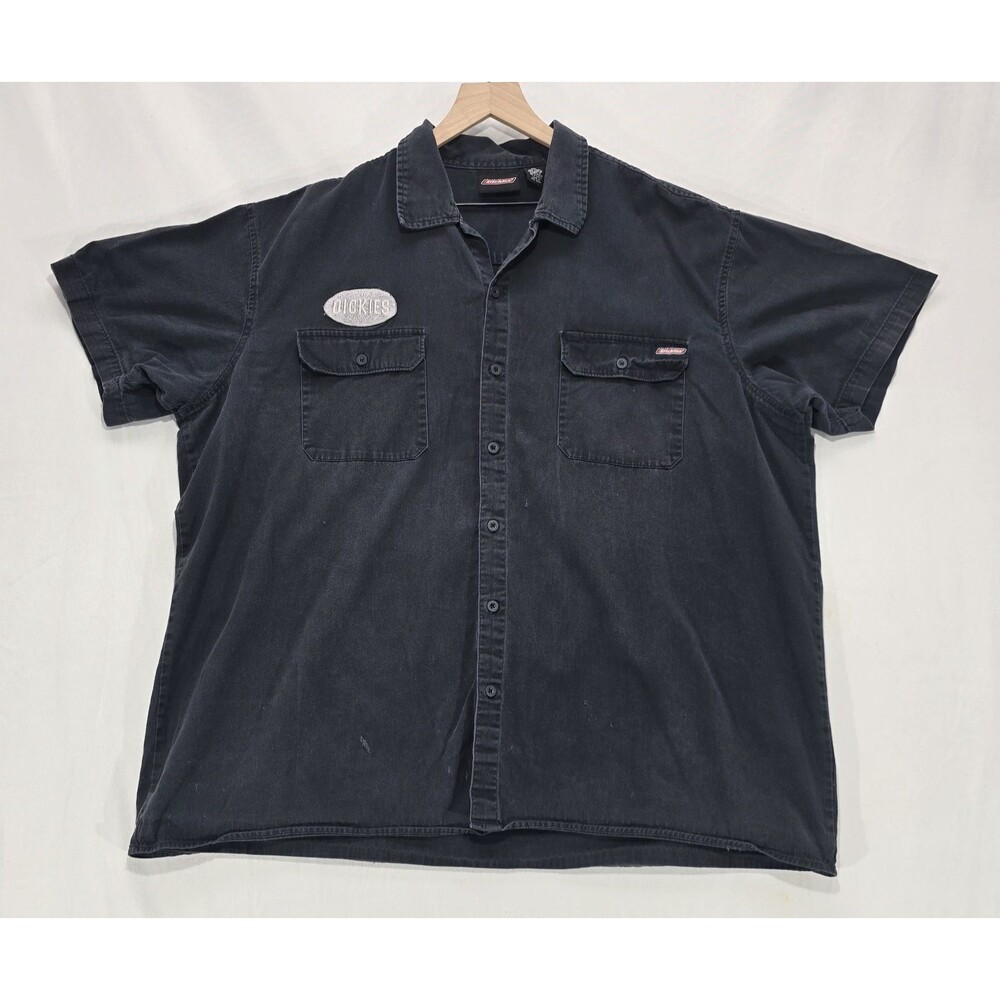 VTG 90s Dickies Mechanic Shirt Mens 3XL Faded Black Workwear Grunge Skater Biker